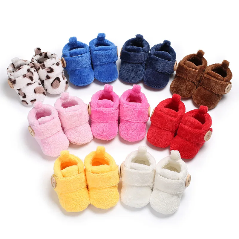 

New Multi-colors Flannel First walkers Infant boys girls shoes Keep warm In winter Toddlers sneakers Soft bottom Baby shoes