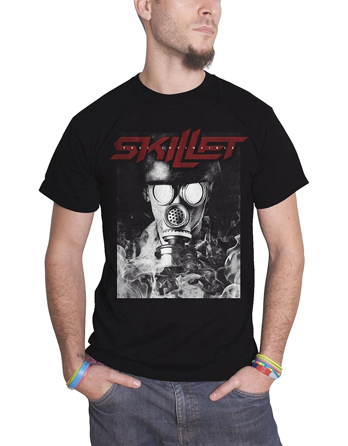 

Custom Men's Summer Fashion T-shirt Skillet T Shirt Gas Mask Band Black Short Sleeve Funny T Shirts