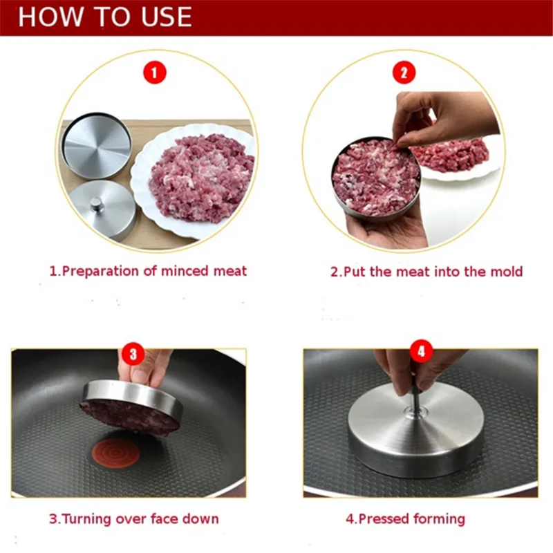 Нержавеющая сталь котлеты для гамбургеров DIY Плесень ручной бургер мясо пресс кухонные аксессуары серебряный цвет инструменты для приготовления пищи