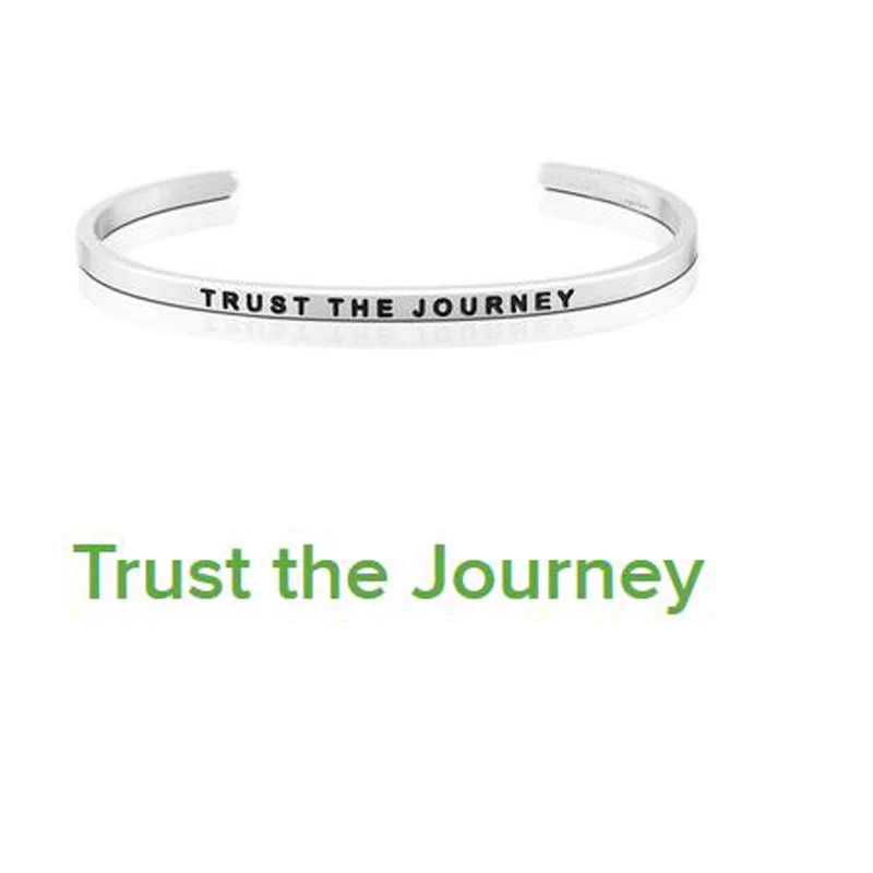 

Stainless Steel Bangle Engrave Trust The Journey Mantra Bracelet, 10pcs Engrave Custom Logo Bangle 4*71mm Open Cuff Bangle