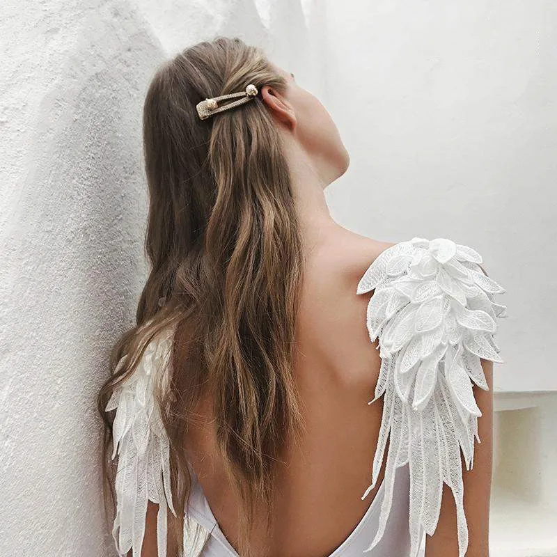 

1pair/ black white lace embroidery fabric sticker / angel wings cloth stickers / clothes decoration DIY excipients (need to sew)