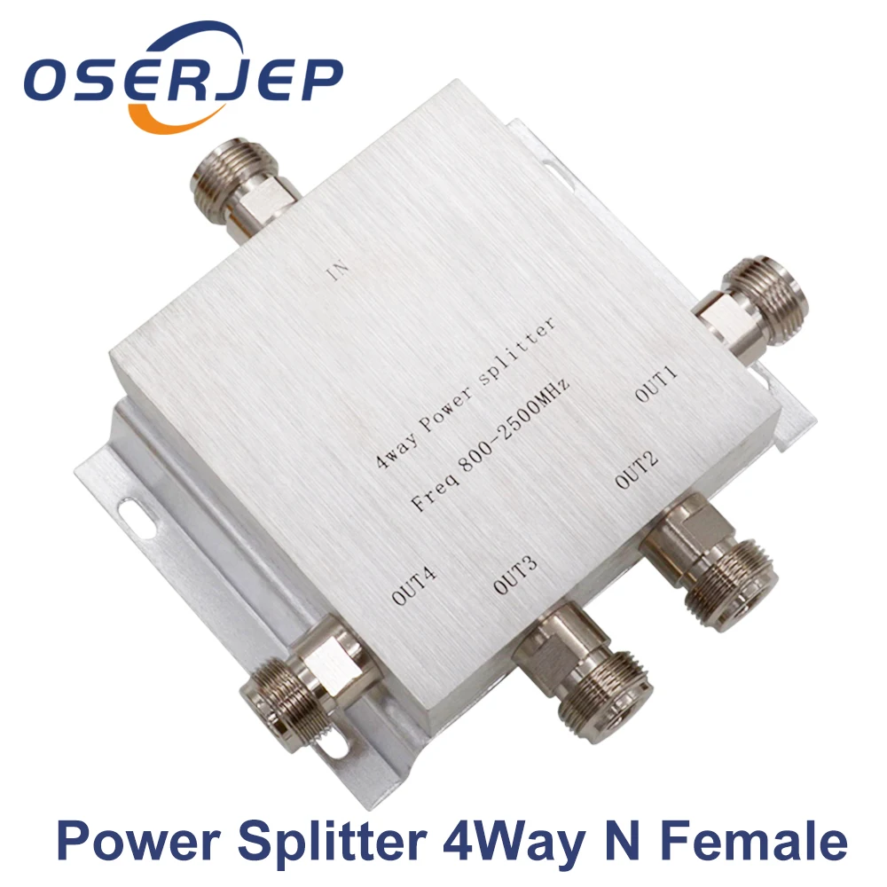 

Power Divider Splitter 800~2500MHz 4 Way N 1 In/To 4 for GSM CDMA Wcdma 3G 4g Lte for cable Connect Antenna