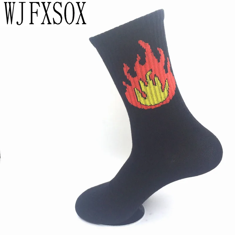 Мужские и женские носки с пламенем WJFXSOX cnopt однотонные принтом для пар модные