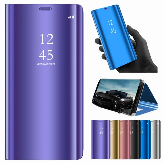 

S8 Plus S9 Plus S6 S7 Edge Smart Luxury Flip Stand Mirror Case For Samsung Galaxy Note 8 Note 9 Note 4 5 Phone Case Bag Cover