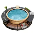 VidaXL Schwarz Poly Rattan Spa Surround Witn Robuste Stahl Rahmen Und Wetterfeste Eukalyptus Tropischen Hartholz-in Möbelzubehör aus Möbel bei