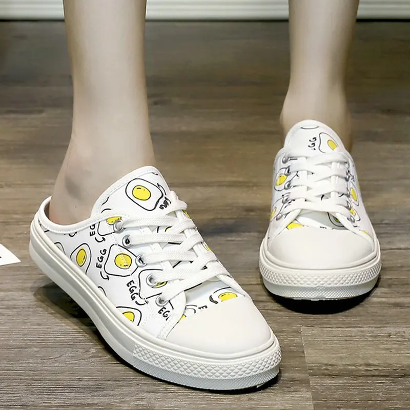 

Size 35-40 2019 New Women Summer Soft Slippers Super Cute Leisure Shoes Woman Flat Heels College Girls Cartoon Outdoor Sneakers