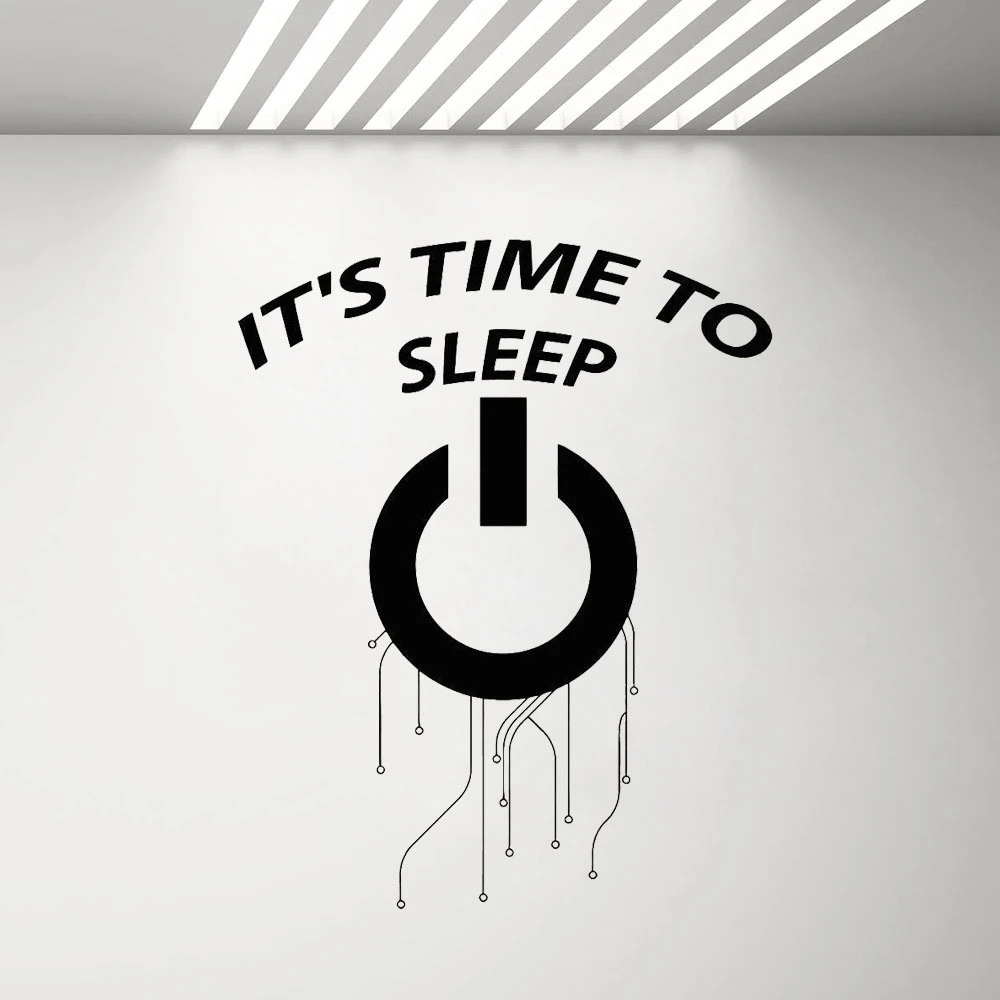 Decors De Chambre A Coucher Pour Les Joueurs Il Est Temps De Dormir Citation Autocollants Muraux Ordinateur Geek It Stickers G610 Aliexpress