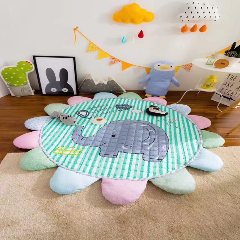 

Green Round Sun Flower Storage Mat Cartoon Children Crawling Baby Climbing Pad Slip One Generation
