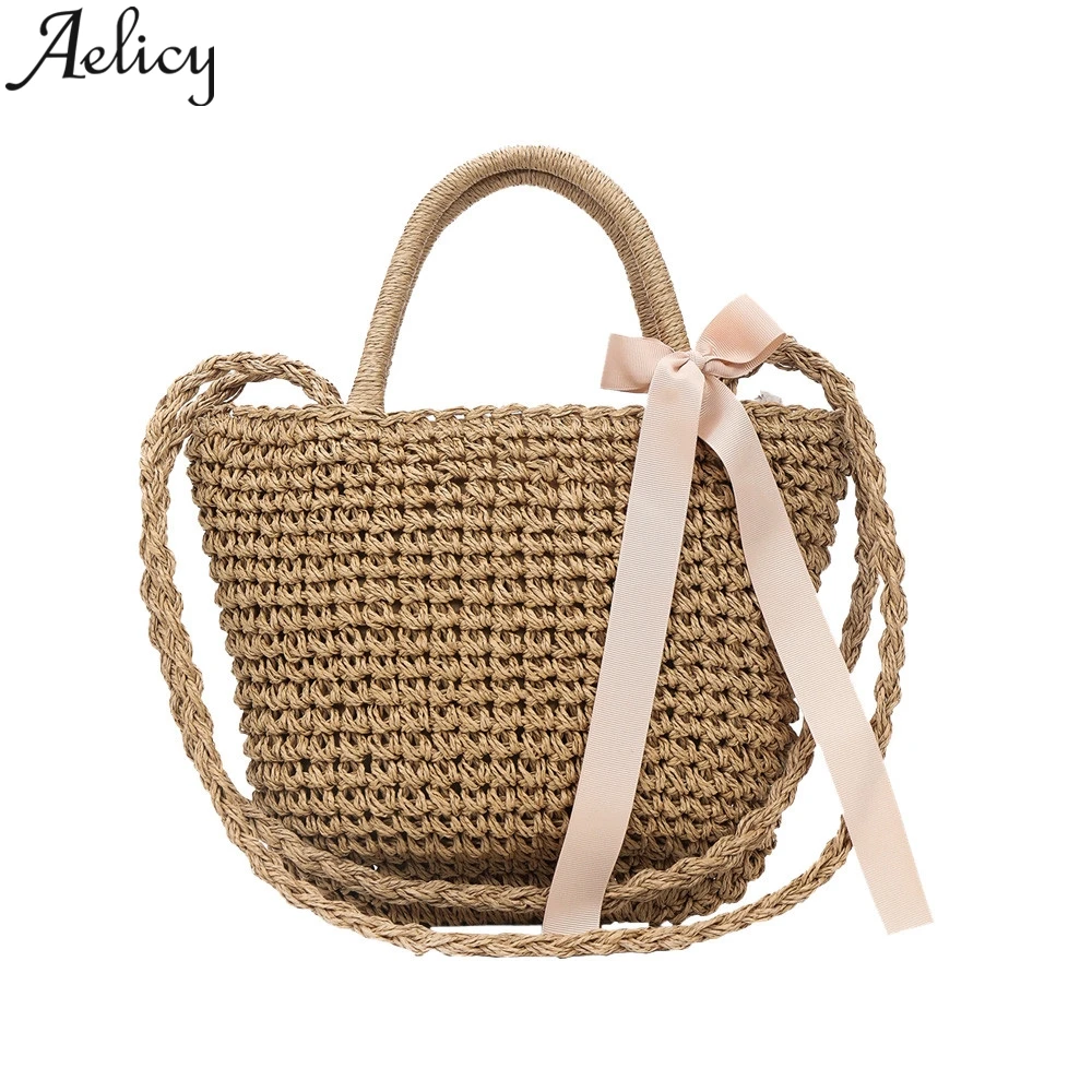 

Aelicy 2019 Vintage Bow Tie Crossbody Shoulder BagBag Handbag Simple Weave Totes Mobile Phone Bag Shoulder Money Bag Travel