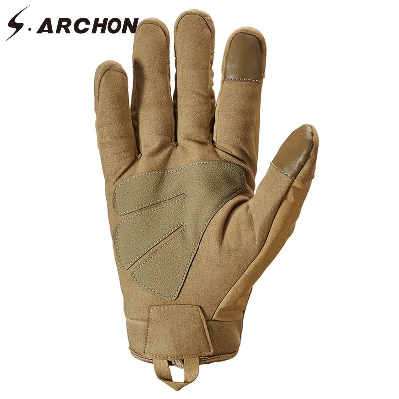 S.ARCHON Winter Tactical Camouflage Gloves Men Warm Full Finger Military Camo Mittens Paintball Airsoft SWAT Army Combat Gloves