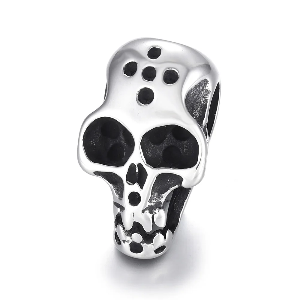 Нержавеющая сталь бусины в форме черепа большое отверстие бусины 6 мм Слайд Подвески DIY Для мужчин браслет расходные материалы для изготовления ручной работы ювелирных изделий - Цвет: Skull bead 7