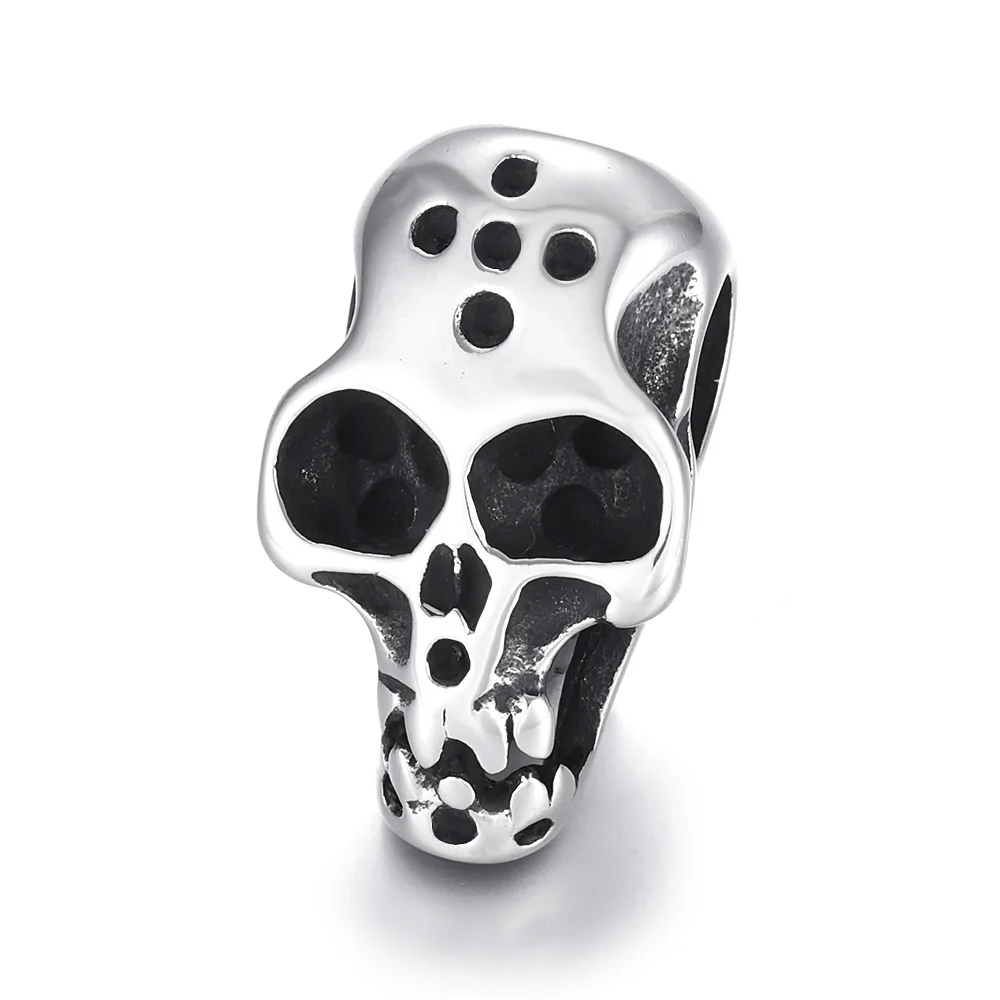 Skull bead 7 Нержавеющая сталь бусины в форме черепа большое отверстие бусины 6 мм Слайд Подвески DIY Для мужчин браслет расходные материалы для изготовления ручной работы ювелирных изделий - Цвет: Skull bead 7