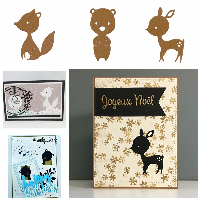 

Cute Bear Fox Sika Deer Metal Cutting Dies Stencils for DIY Scrapbooking Photo Album Decorative Embossing Cards Crafts Die Cut