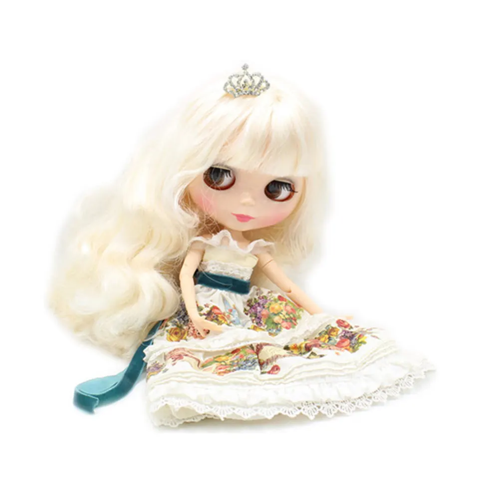 

nude Blyth doll Joint body with Long Wavy White Hair 4 Colors Big eyes 1/6 Bjd blyth Dolls Suitable DIY Makeup toys