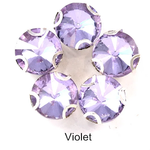 4 размера, 27 цветов, круглые стразы Rivoli, Пришивные с D когтями, Пришивные с плоской задней стороной, стеклянные камни для самостоятельной сборки одежды B1195 - Цвет: Violet