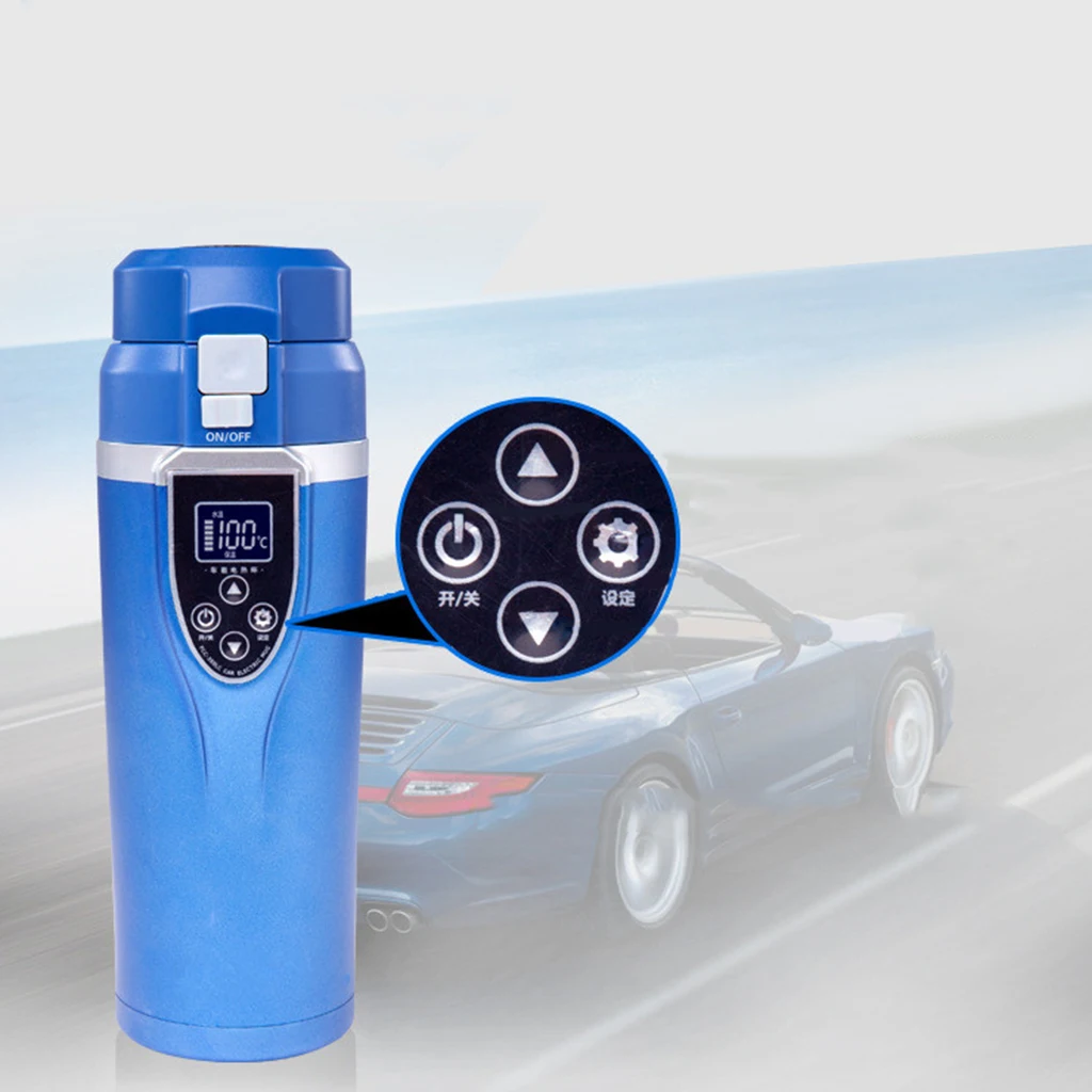 Smart Car Auto Heating Cup Stainless Steel Travel Heated Mug Bottle Water Milk Insulated Digital LCD temperature display 350ML