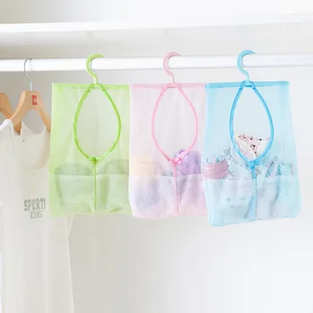 

New Bathroom Storage Clothespin Mesh Bag Hooks Hanging Bag Organizer Shower Bath Hot Sale