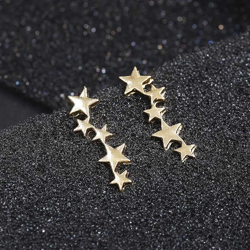 Крошечные милые серьги-гвоздики Модный золотой серебряный цвет Звезда Дизайн уха ювелирные изделия хрустальные серьги подарок для друга