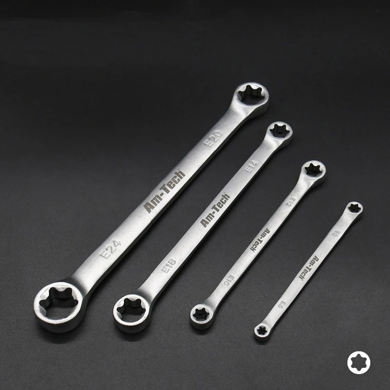 

4pcs Box End Wrench Tools Set E6 E8 E10 E12 E14 E18 E20 E24 Double Ended Spanner E Torx Star Ratchet Wrench Set