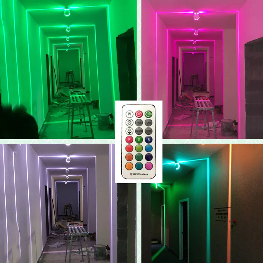 Thrisdar 360 градусов 10 Вт RGB светодиодный настенный светильник для окон порог дверь