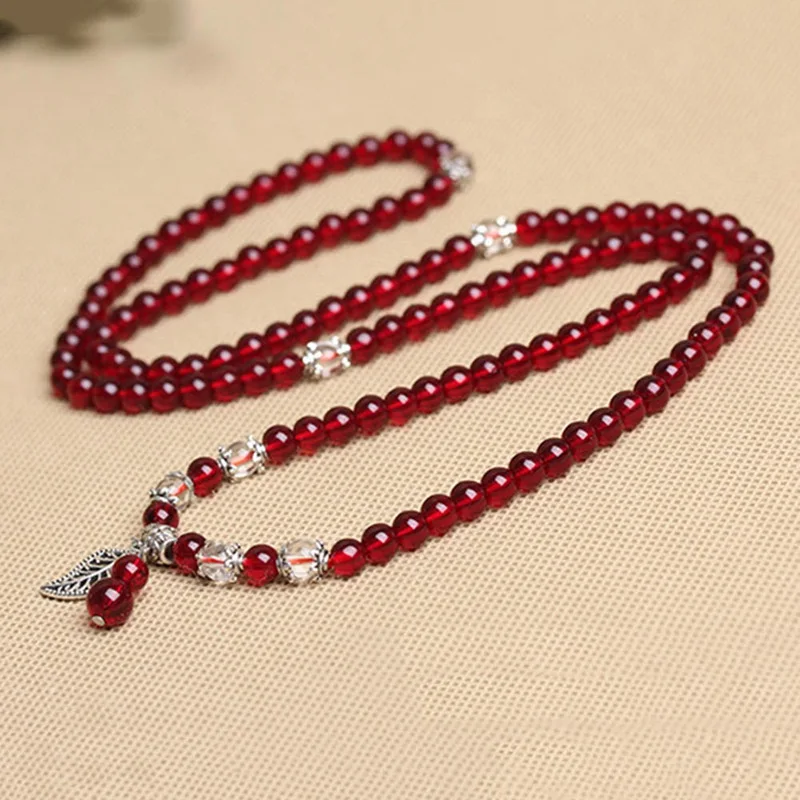 

Wholesale Red Wine Natural Garnet Bracelets Bead With Pendant for Women Gift Crystal Bracelet Jewelry