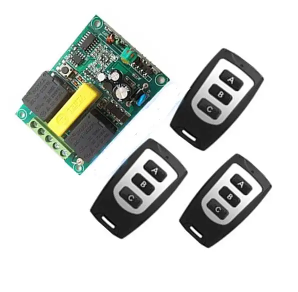 

AC 220V Rolling Door Motor Remote Controller 1 receiver 3 transmitter 10A Relay control Motor Forwards Reverse Up Down Stop