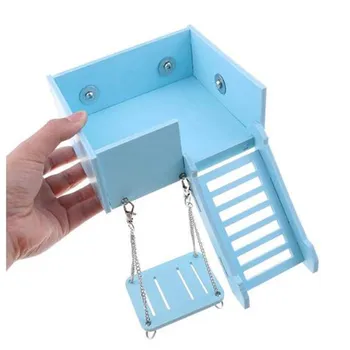

New Hamster Wooden / Fiberboard Toy Set Tube Tunnel Cage Seesaw House rainbow swing Small Animals Pets Play Toys for Rat Mouse