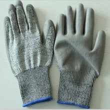 Gris PU de Hilados de Algodón de Trabajo Guantes de Seguridad de protección Resistente A los Cortes Guantes 1 Par Nivel 5 Aislamiento de Trabajo Antideslizante guante