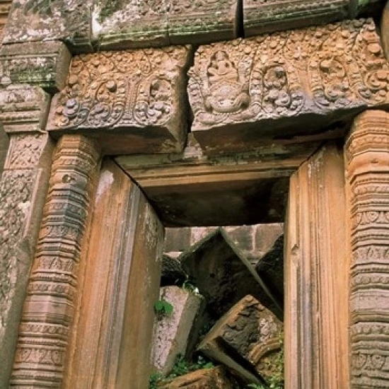 Wat Phu Khmer Palace Doorway  Champasak  Laos Poster Print by Nik Wheeler (24 x 36)