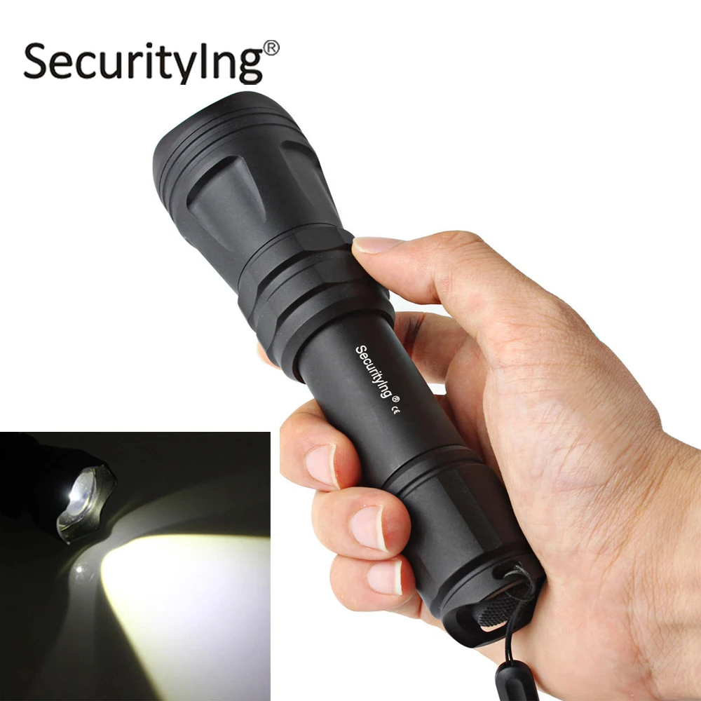 

SecurityIng Waterproof LED Flashlight Torch Zoomable 5 Modes XM-L2 U4 White LED Flash Light for Outdoor Camping Hiking Hunting