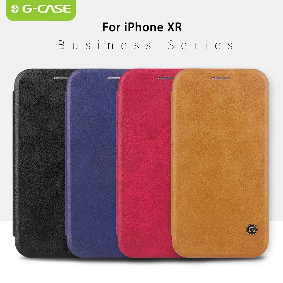 

for Apple iPhone XR Case, G-CASE Business Ultra Slim Folio Flip Case vintage protective cover 6.1" With Card Slot & ejector pin