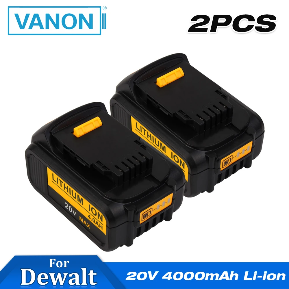 VANON 2 шт 20 вольт 4.0Ah литий-ионная аккумуляторная батарея для DeWalt DCB200 20V 4000mAh литий-ионная DCB205 DCB204-2