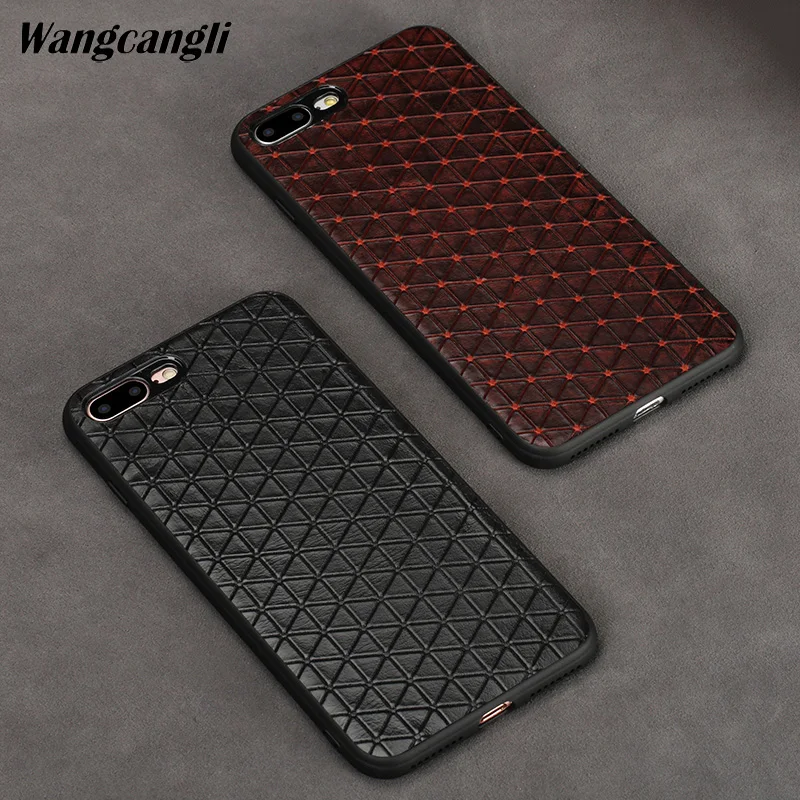 

Wangcangli Business top layer cowhide custom mobile phone full case for for iPhone 7 plus triangle mobile phone all-inclusive