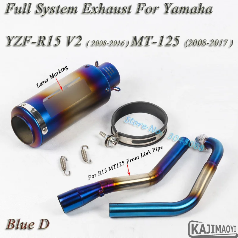 R15 motocicleta sistema completo de Escape Slip-on para Yamaha YZF-R15 V2 MT-125 delantero modificado Pipe silenciador DB asesino
