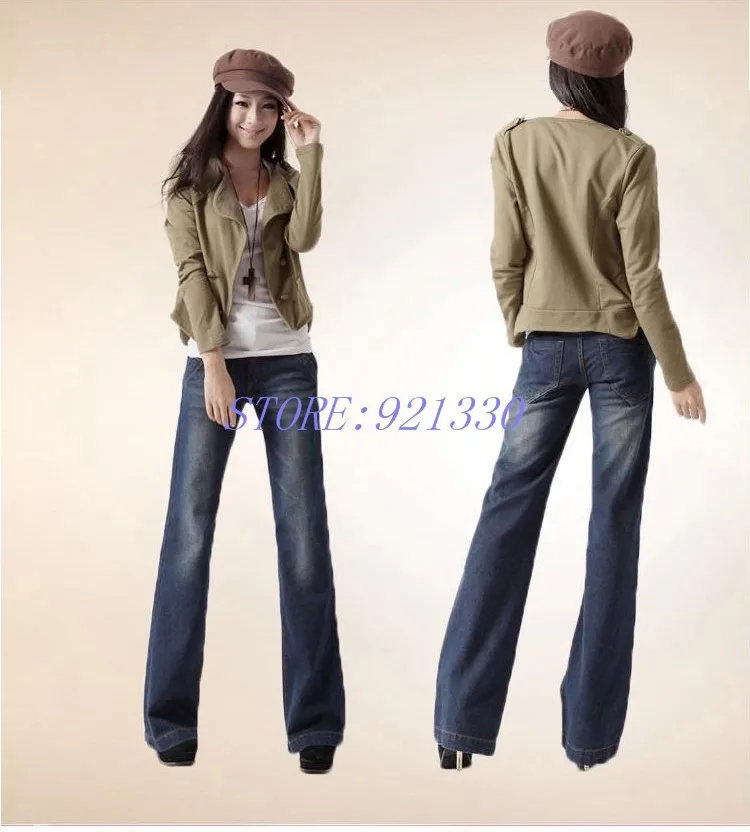 Высокое качество, акция, большие размеры, женские ботинки джинсы с вырезами для девочек, высокая талия, широкие брюки, джинсовые брюки-клеш, 27-34