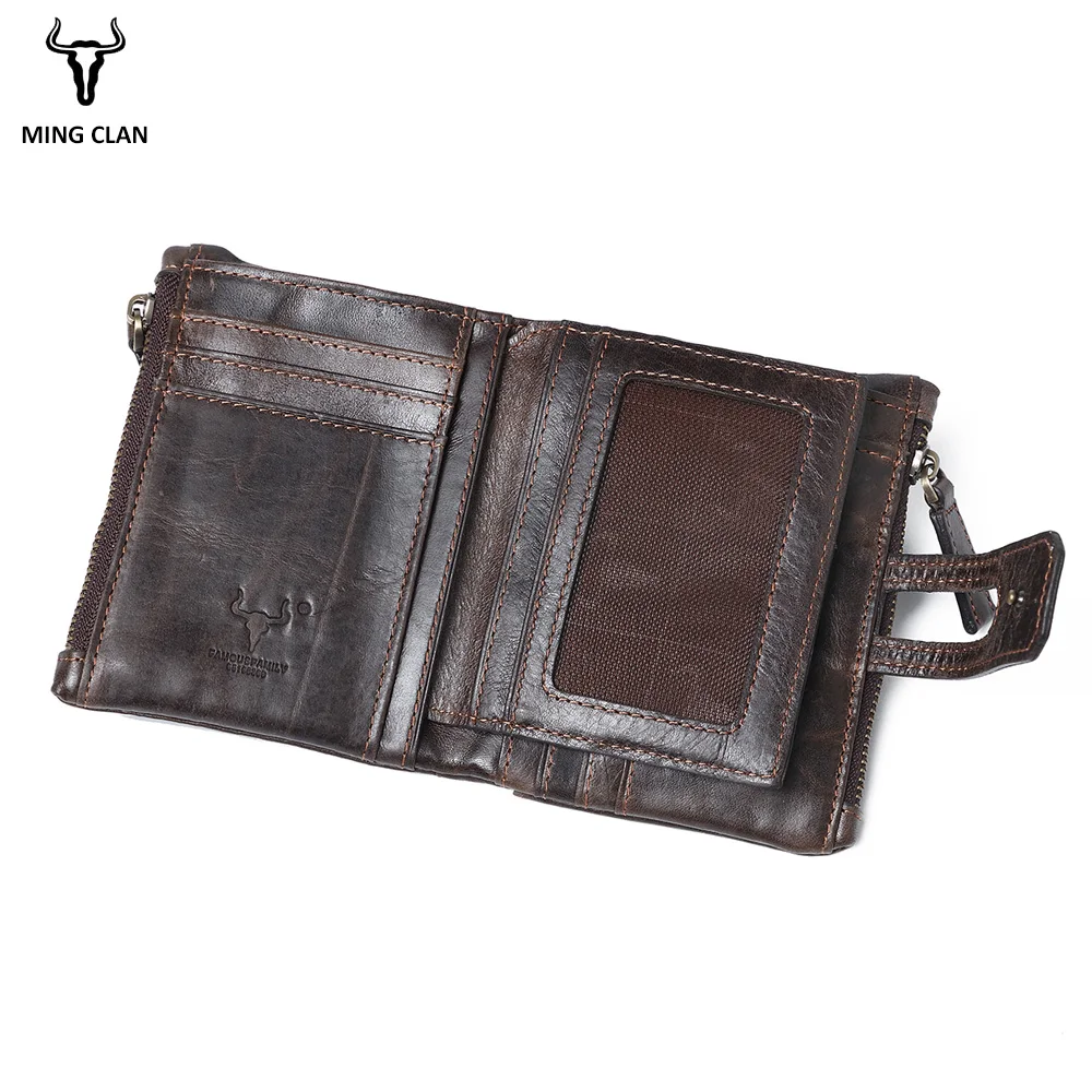 RFID кожаный бумажник мужские кошельки на молнии с 2 карманами на молнии компактные двойные мужские дорожные вместительные бумажники