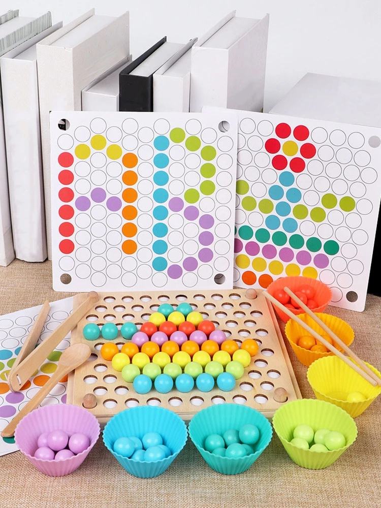 Kids Toys Montessori Wooden Toys Hands Brain Training Clip Beads Puzzle Board Math Game Baby Early Educational Toys For Children