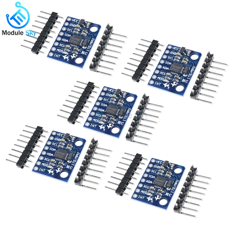 

5Pcs GY-521 MPU-6050 MPU6050 3 Axis Gyroscope Accelerometer Sensor Module 3V 5V compatible For Arduino MPU 6050 GY521