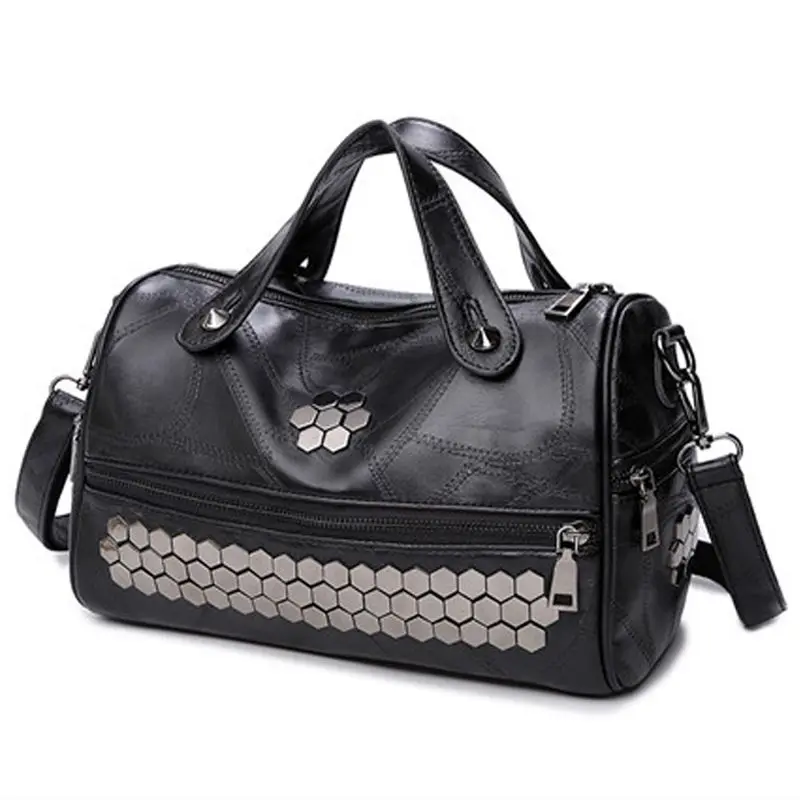 Fashion Rivets Handbags Women Famous Designer Brand Genuine Leather