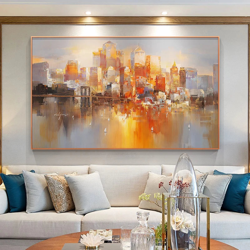 

Modern dawn brilliant city light canvas painting poster and print wall art pictures for Living room bedroom aisle fashion decor