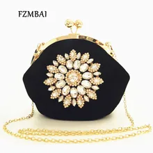 Exquisite Rhinestone Decor Retro Women Evening Handbags Wedding Ceremony Velvet Clutch Vintage Evening Bags