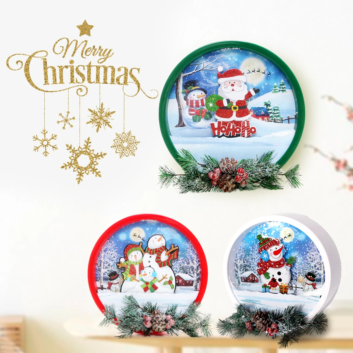 

New Fashion USB Christmas Santa Claus Snowman Musical Light Garland Kids Gift Decoration Garland With Light&Music