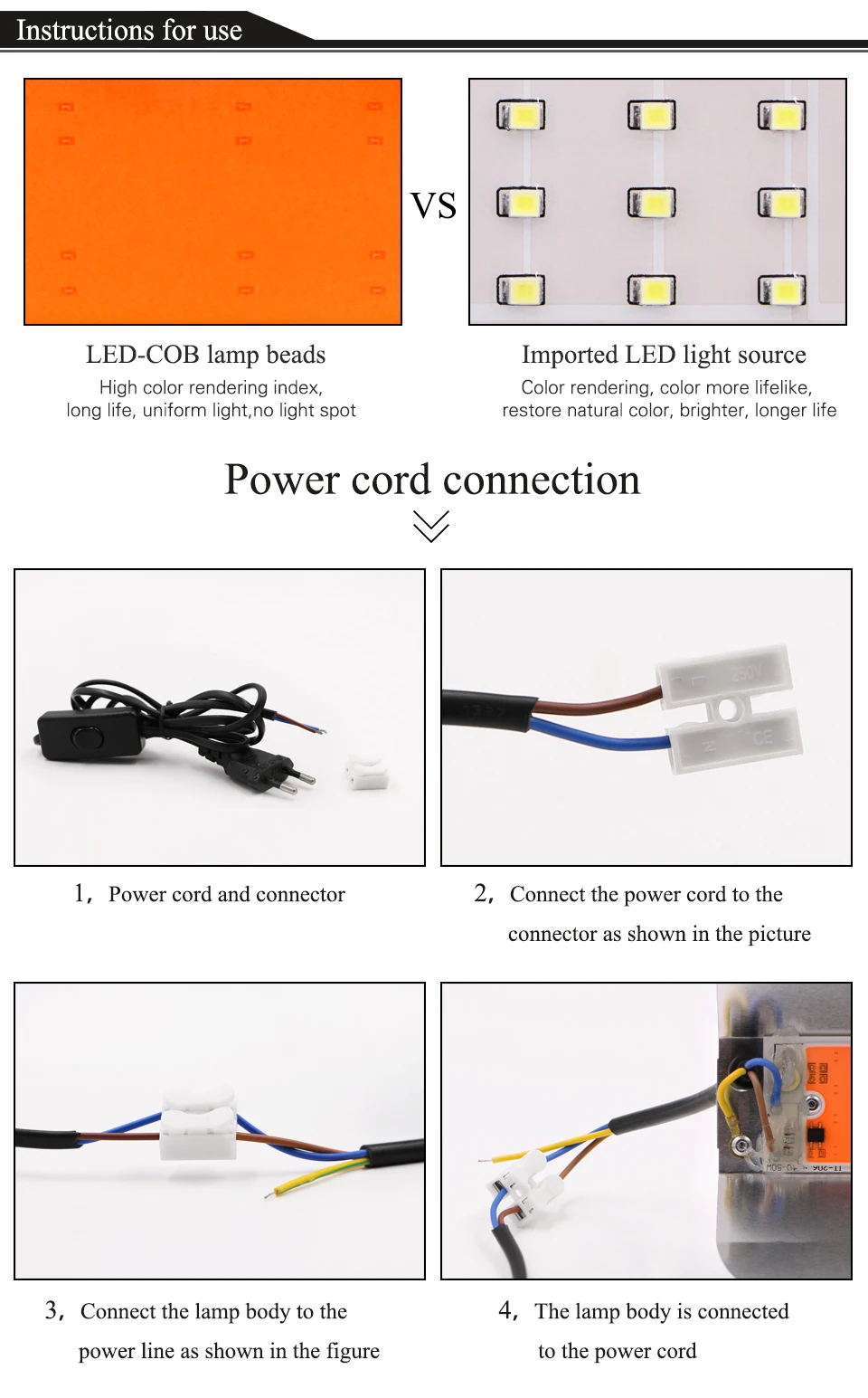 EnwYe 50W 100W Plant growth lamp COB LED Grow Light Phyto Simple floodlight 220V For Plant Greenhouse Hydroponic