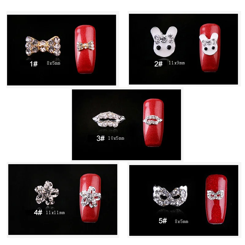 

10Pcs 3D Nail Art Crystal Alloy Rhinestones Charms DIY Decorations For Nail Gel Polish decoration Jewelry for Glitter Rhinestone