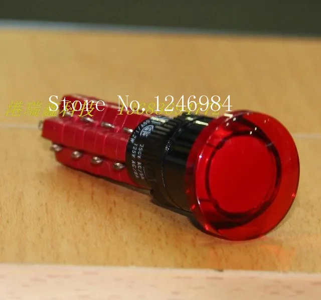 

[SA]D16LMR3-4AB Taiwan Progressive Alliance Round 4 no lock red transparent mushroom reset button switch DECA--5pcs/lot