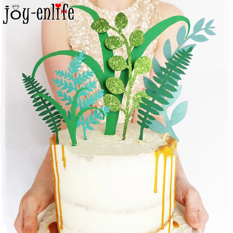 Зеленые растения кактус лама Альпака Торт Топперы дети джунгли День рождения украшение флажки для кексов детский душ материалы для украшения тортов