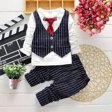 2016 Autumn boys cotton clothing set toddler boy plaid clothes set boy gentleman suit kids clothes 2 pcs baby boy shirt & pant