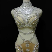 Горный хрусталь блестки Костюмы для тела женский сексуальный золотой бюстгальтер шорты, комплекты одежды певица DJ DS танцевальная одежда