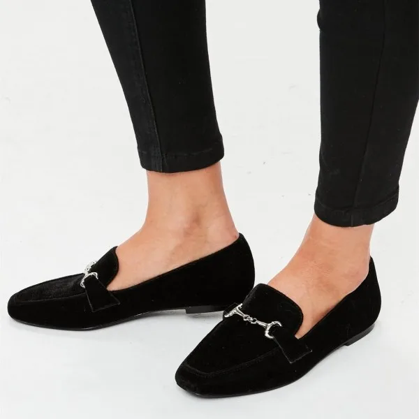 womens black velvet flats