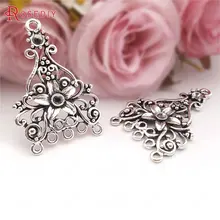 31531) 10 шт 43x28 мм античный сплав серебра цинка с цветком серьги соединитель Подвески Diy ювелирных изделий Аксессуары оптом